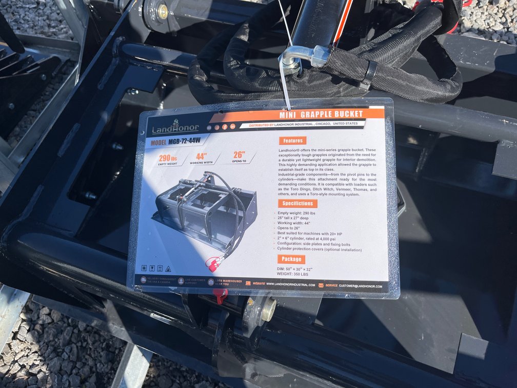 2026 Landhonor MGB-72-44W Mini Skid Steer Grapple Bucket