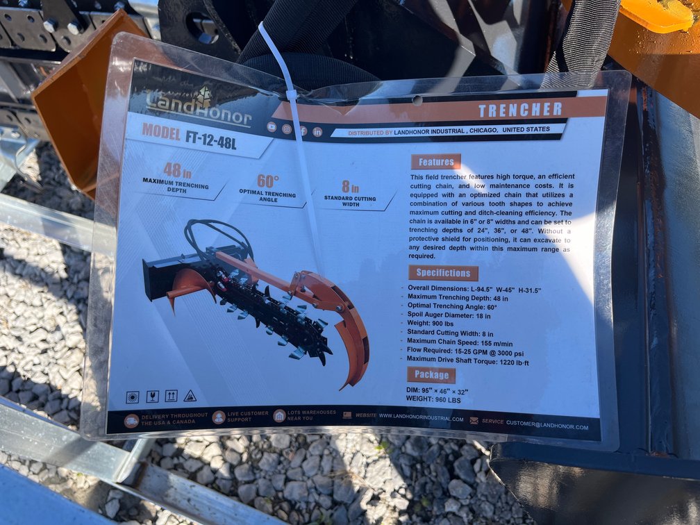 2026 Landhonor FT-12-48L 48-In Max Ditching Depth Trencher