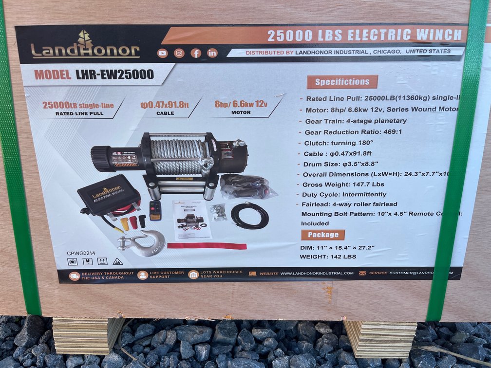 2026 Landhonor LHR-EW25000 25,000 Lb Electric Winch