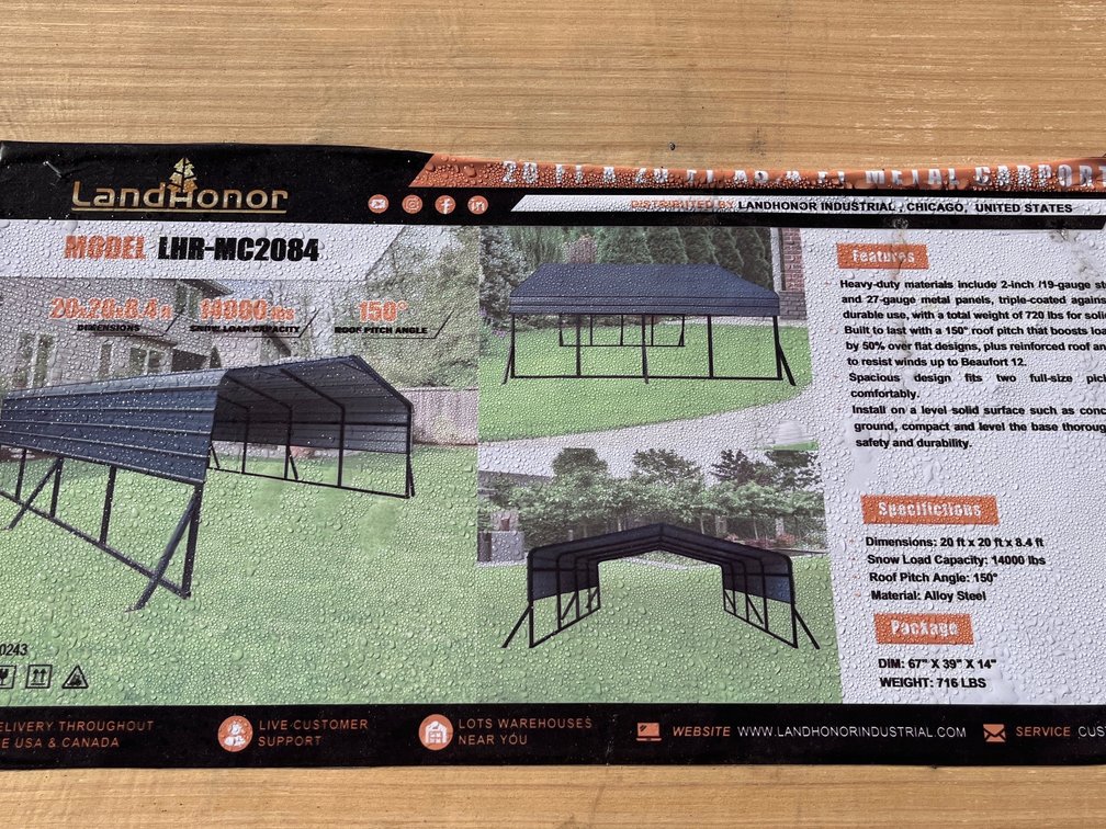 2026 Landhonor LHR-MC2084 Metal Carport