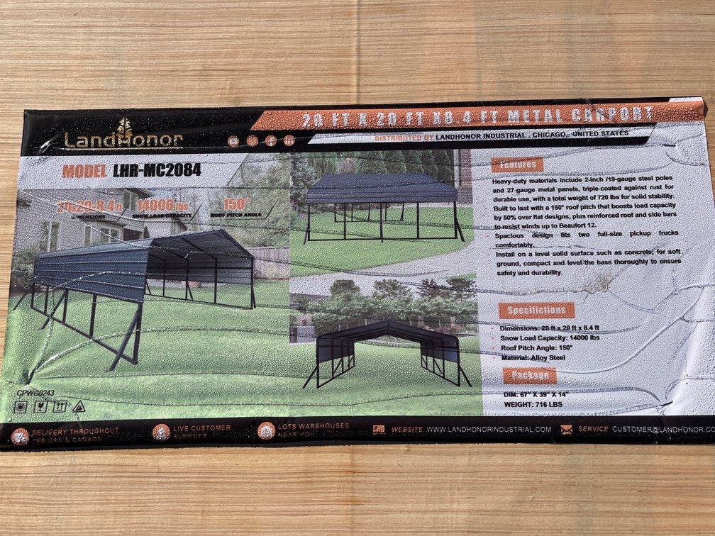 2026 Landhonor LHR-MC2084 Metal Carport