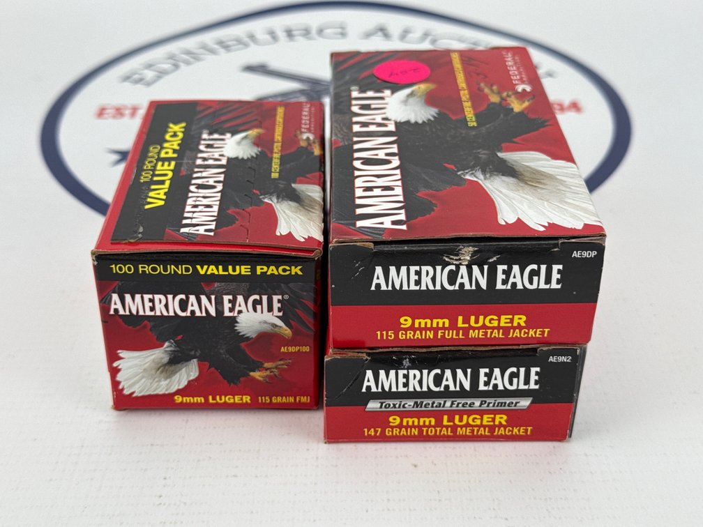 (3) Federal American Eagle 9mm Ammunition