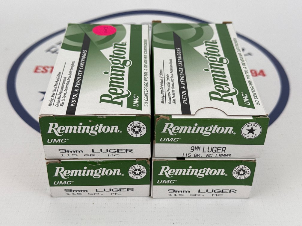 (4) Remington UMC 9mm Ammunition