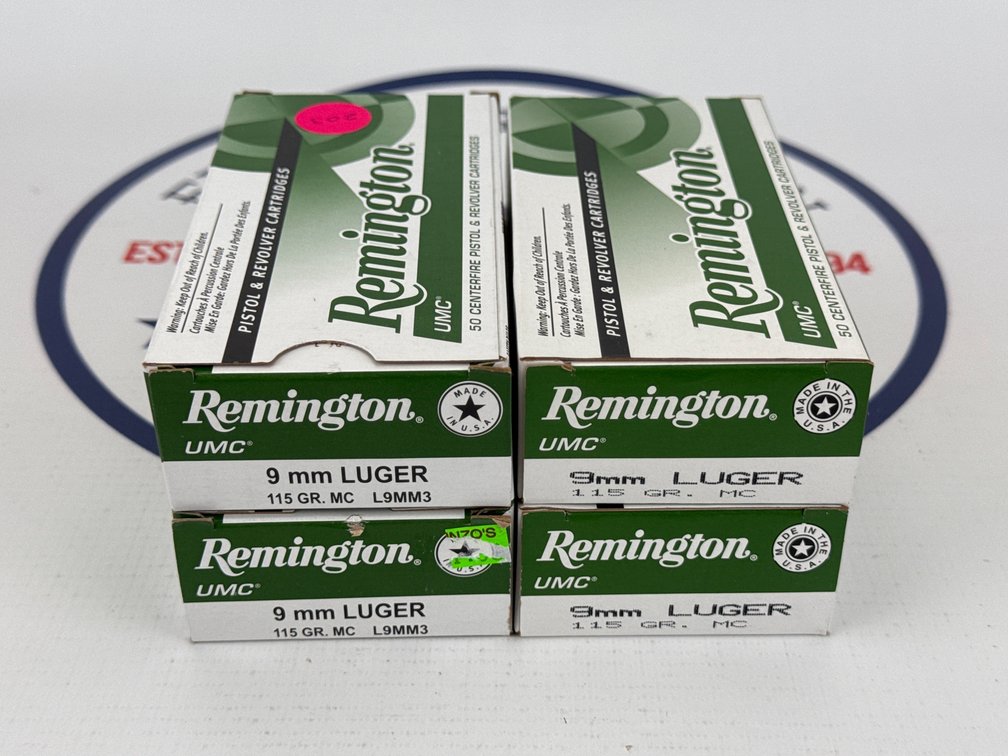 (4) Remington UMC 9mm Ammunition