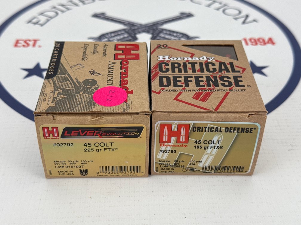 (2) Hornady Personal Defense .45 Colt Ammunition