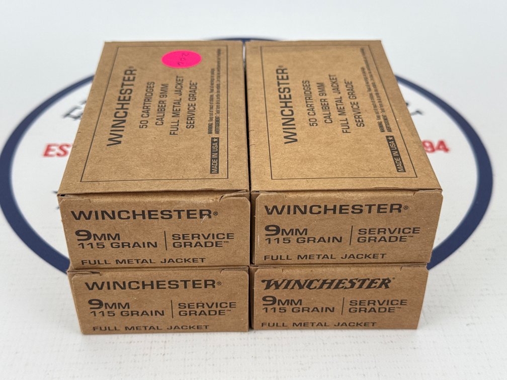 (4) Winchester Service Grade 9mm Ammunition