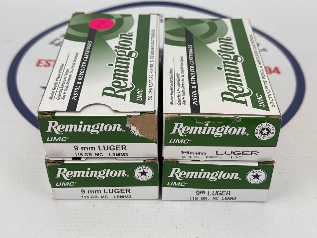 (4) Remington UMC 9mm Ammunition