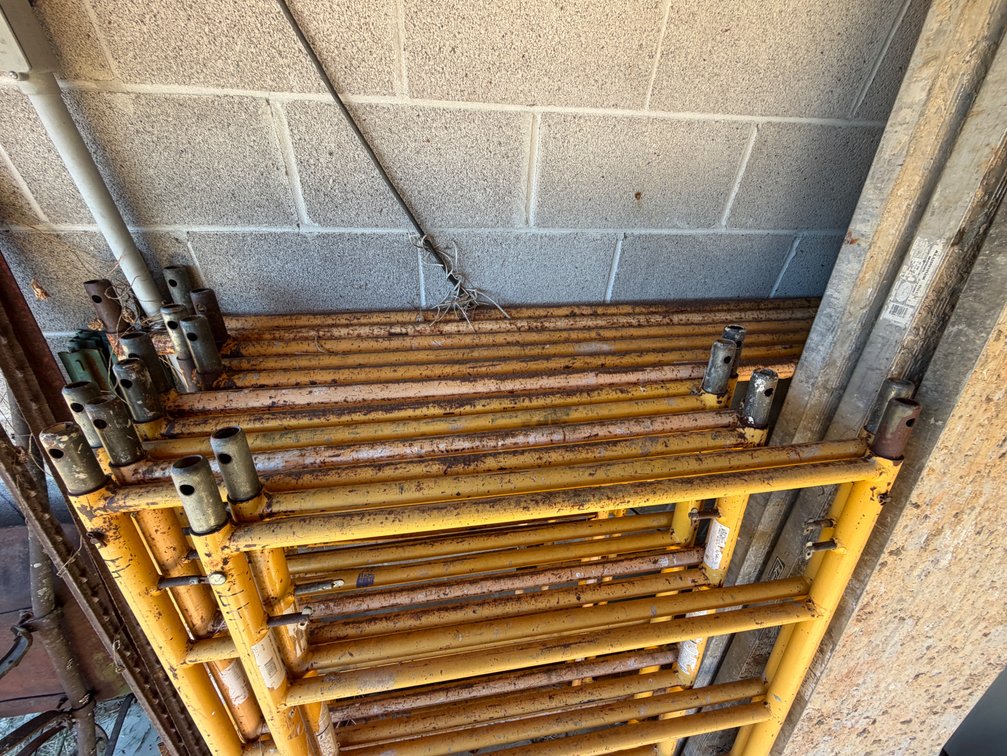 Scaffolding with aluminum steps and bracing