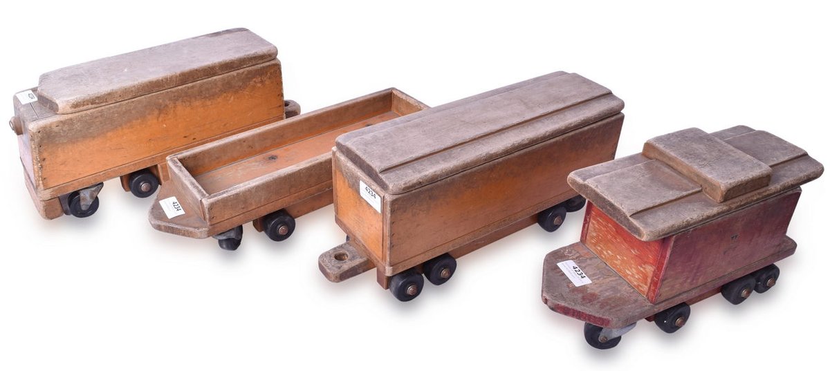 Community Playthings Wooden Ride on Floor Train - Four Car Set