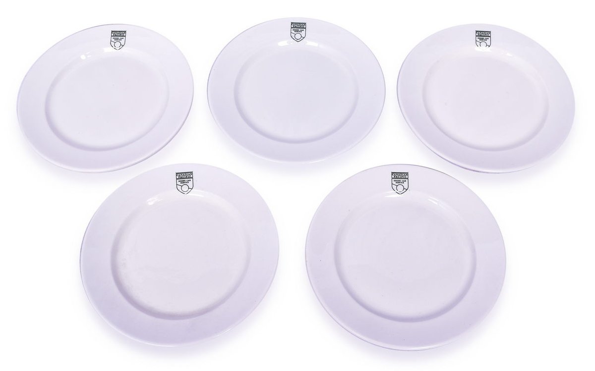 Set of 5 Canadian Pacific Railway Crest Pattern Bread and Butter Plates 8"