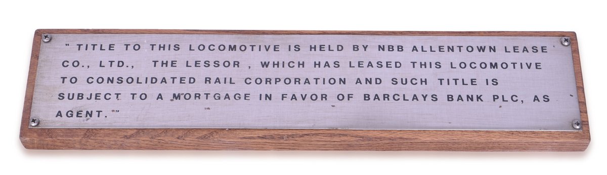 Conrail Stainless Steel Locomotive Trust Plate