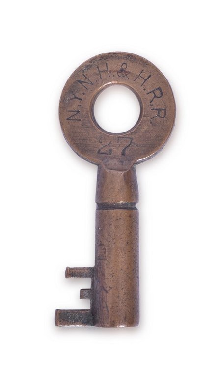 New York, New Haven & Hartford Railroad Eagle Lock Co. Brass Taper Barrel Key