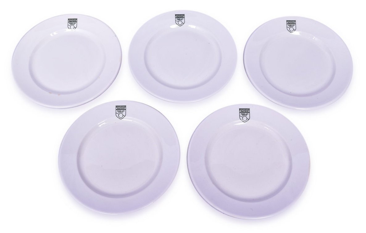 Set of 5 Canadian Pacific Railway Crest Pattern Bread and Butter Plates 8"