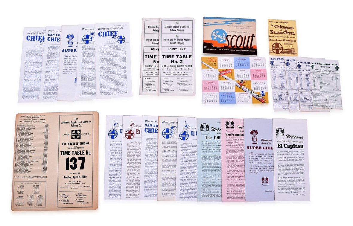 27 Pieces of Atchison, Topeka and Santa Fe Railway Paper- Welcome Aboard, Scout Brochure, etc.