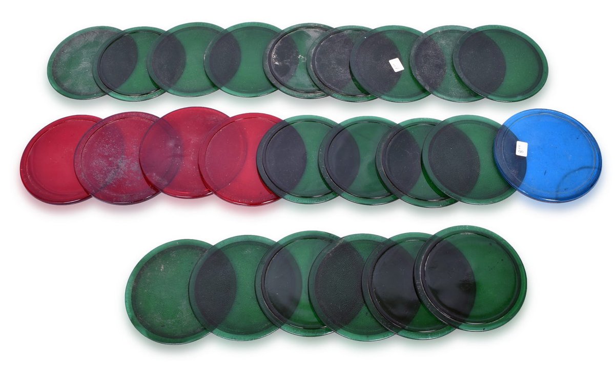 Twenty Four 5" Diameter Railroad Signal Lenses - Lightolier and Corning