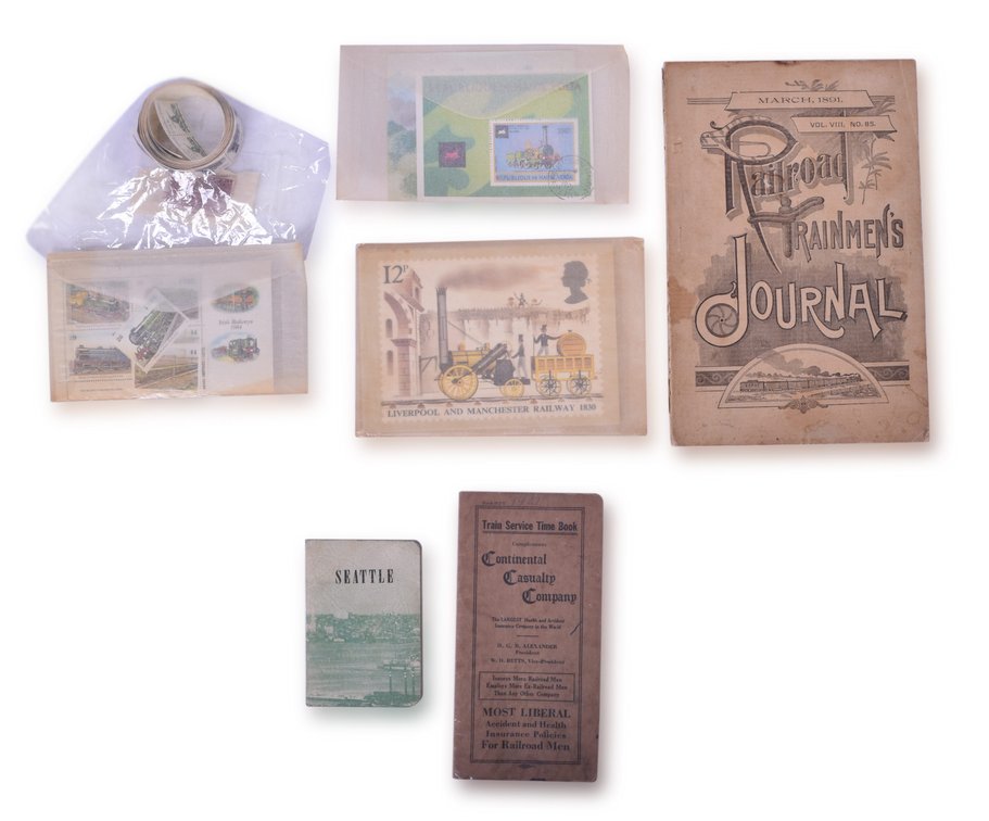 Irish Railways, Liverpool & Manchester Republique Du Tchad, Republique De Haute_Volta Railroad Postage Stamps, Telephone Handbook, & 1891 Journal