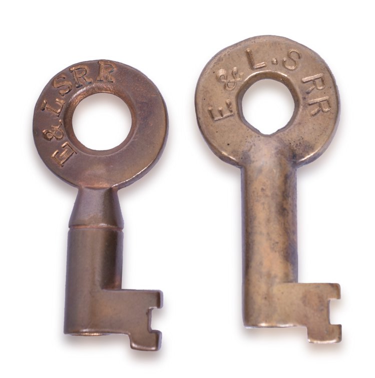 Pair of Escanaba & Lake Superior Brass Railroad Switch Keys