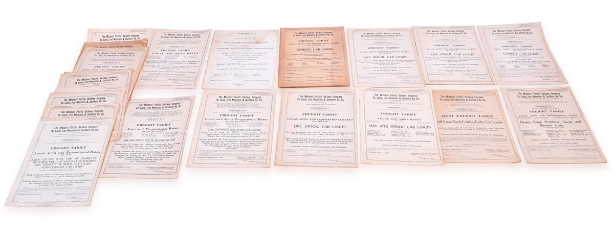 Twenty Eight 1907-1923 Tariff Rate Circulars - Missouri Pacific and St. Louis, Iron Mountain, & Southern Railway Co.
