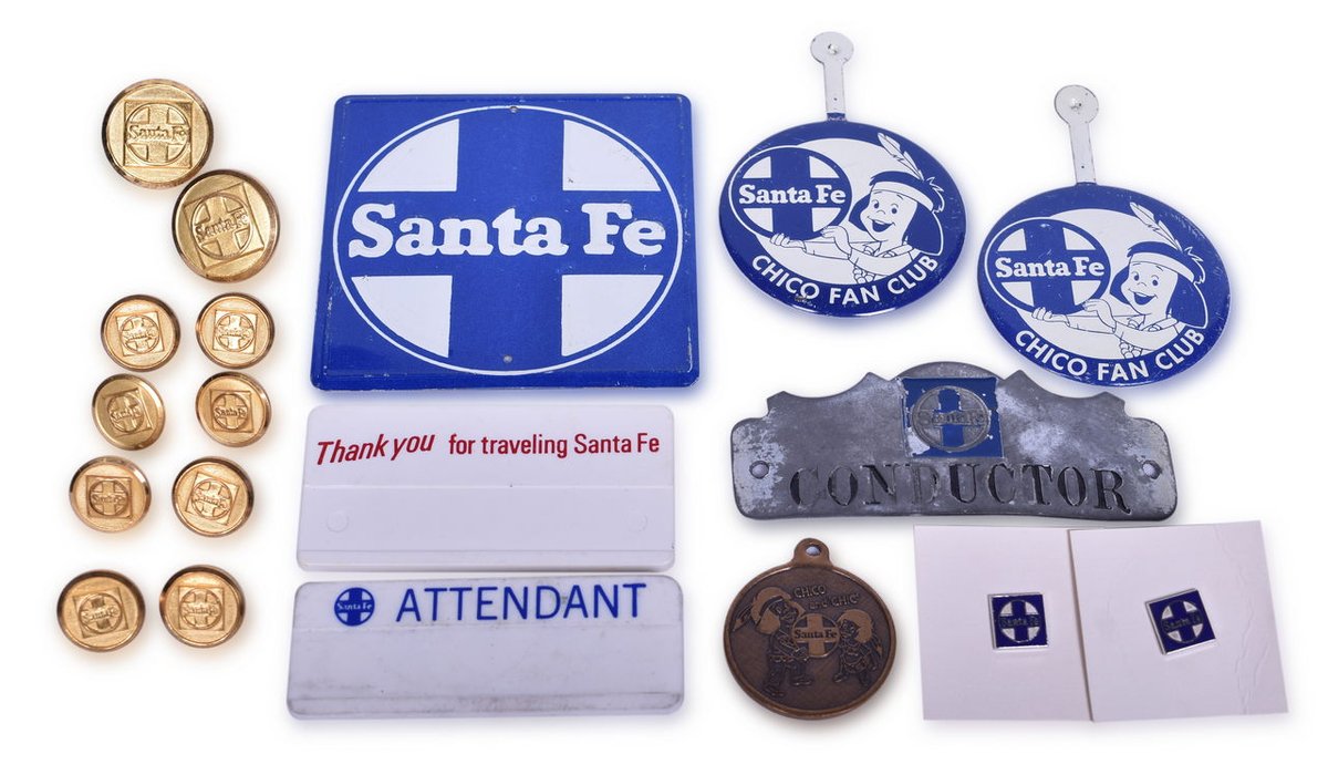Santa Fe Railroad Uniform Badges, Coat Buttons & Pins, and Chico Items