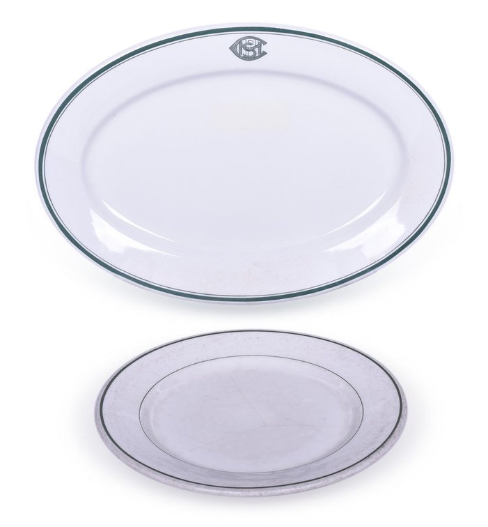 Chicago, Milwaukee & Puget Sound Railroad China Oval Platter and Milwaukee Road Worchester Plate