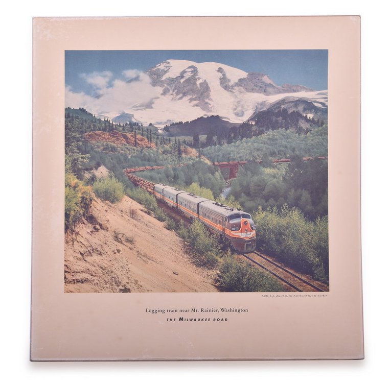 Milwaukee Road Color Advertising Poster - Diesel Logging Train