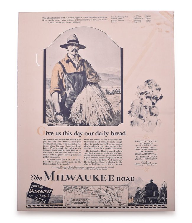 Chicago, Milwaukee, St. Paul & Pacific Railway Advertising Poster - Give Us This Day Our Daily Bread