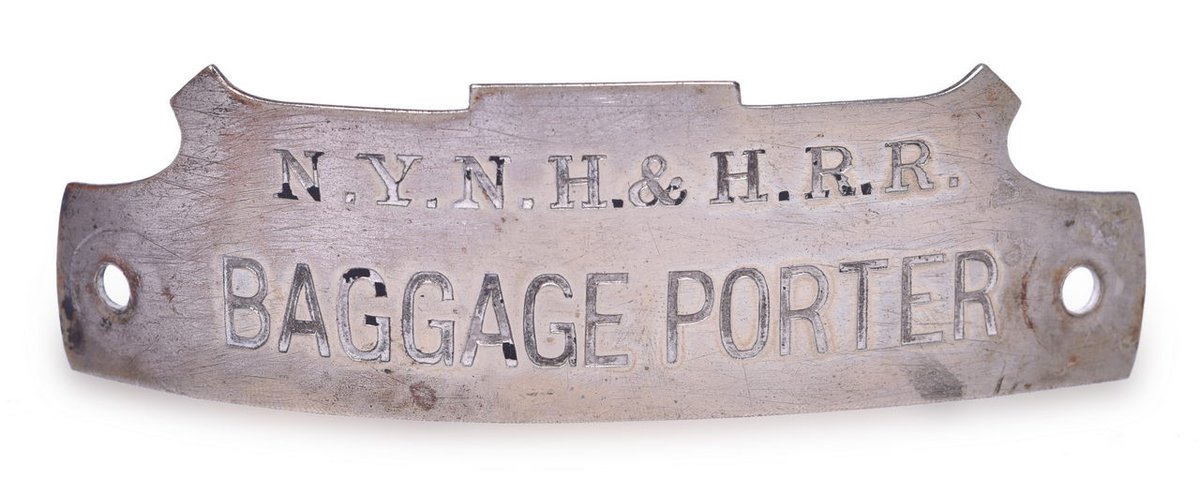 New York, New Haven & Hartford Railroad Baggage Porter Nickel Cap Badge