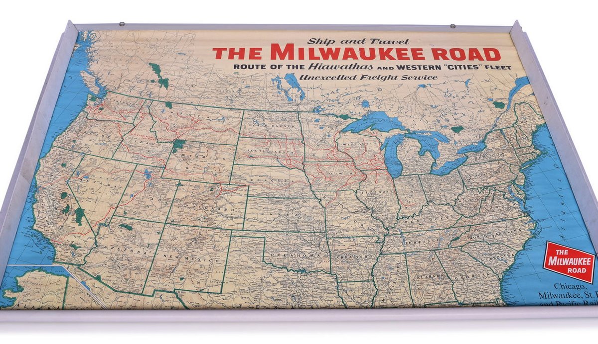 1961 Milwaukee Road Large Colo Wall Map