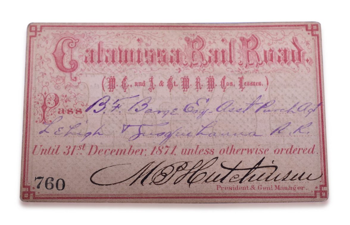 1871 Catawissa Railroad Annual Pass