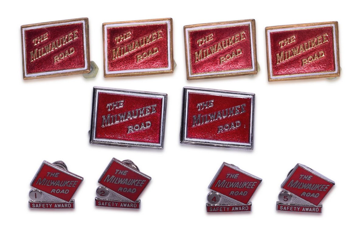 10 Milwaukee Road Railroad Safety Award and Uniform Lapel Pins