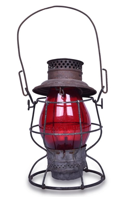 Adams & Westlake "Adlake Reliable" Pennsylvania Railroad Lantern w/ Red Pennsylvania Lines Cast Globe