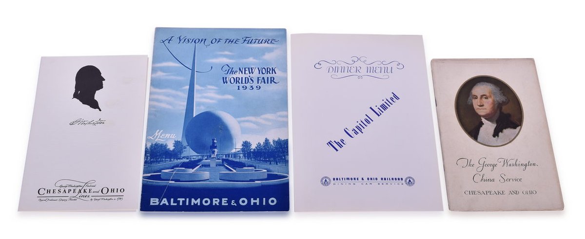Four Baltimore & Ohio and Chesapeake & Ohio Railroad Menus and China Booklet - 1939 New York World's Fair, Capitol Limited, and More