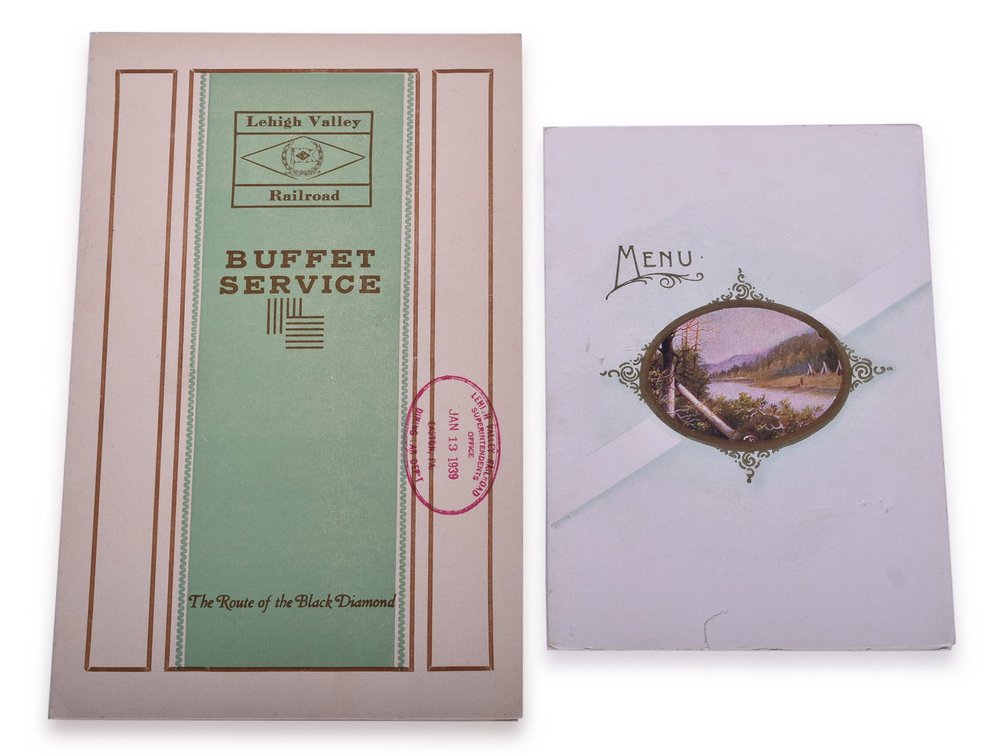 Two Lehigh Valley Railroad Menus - 1928 Annual Road Inspection Special Menu and 1939 Buffet Service