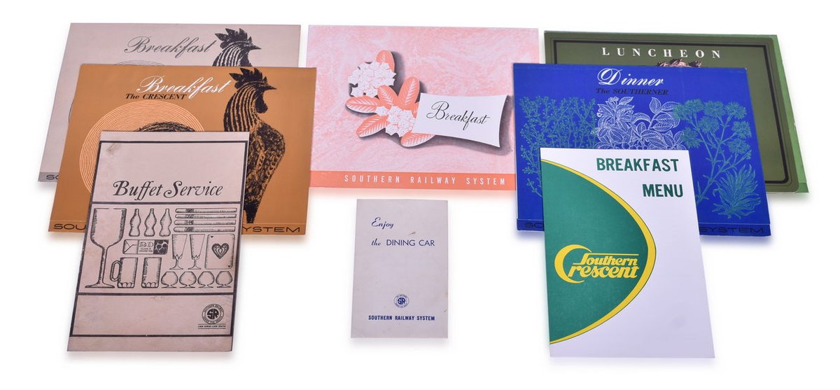 Nine Southern Railway Menus - Crescent, Southerner, and More