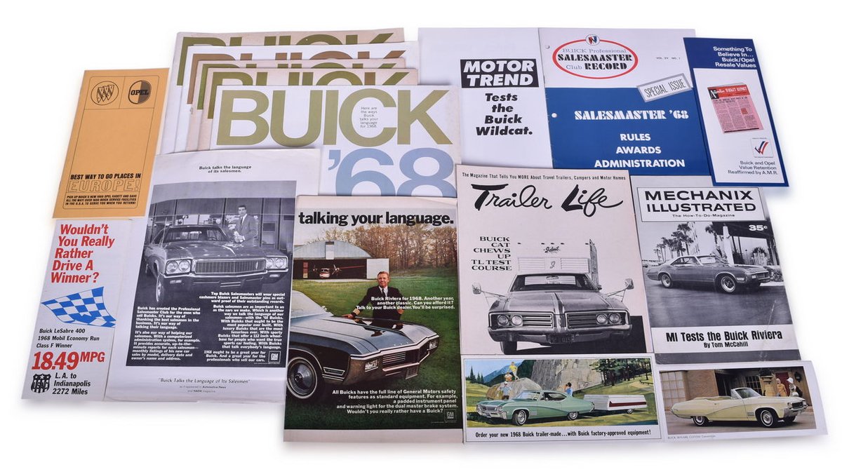 17 Pieces of 1968 Buick Promotional and Sales Literature - Wildcat, Rivera, Full Line