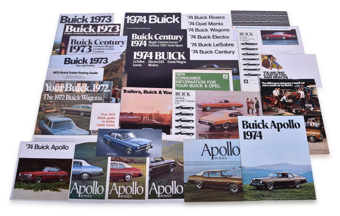 34 Pieces of Buick Promotional and Sales Literature Spanning 1972-1974 - Apollo, Opel, Skylark, etc.
