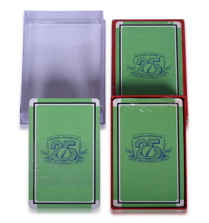 Pair of Colonial Airlines 25 Year Silver Anniversary Playing Card Decks