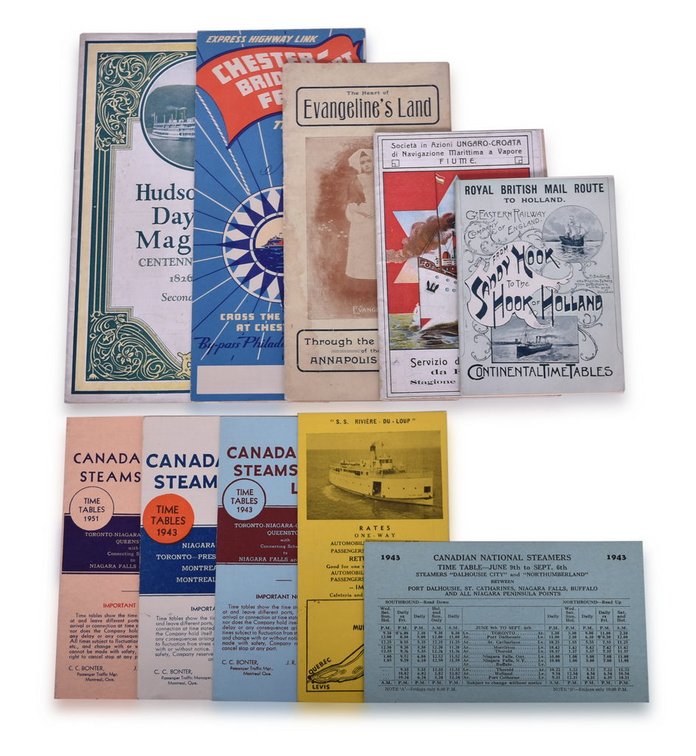 Mixed Group of Steamship Books, Brochures, Timetables, Maps, and Travel Guides
