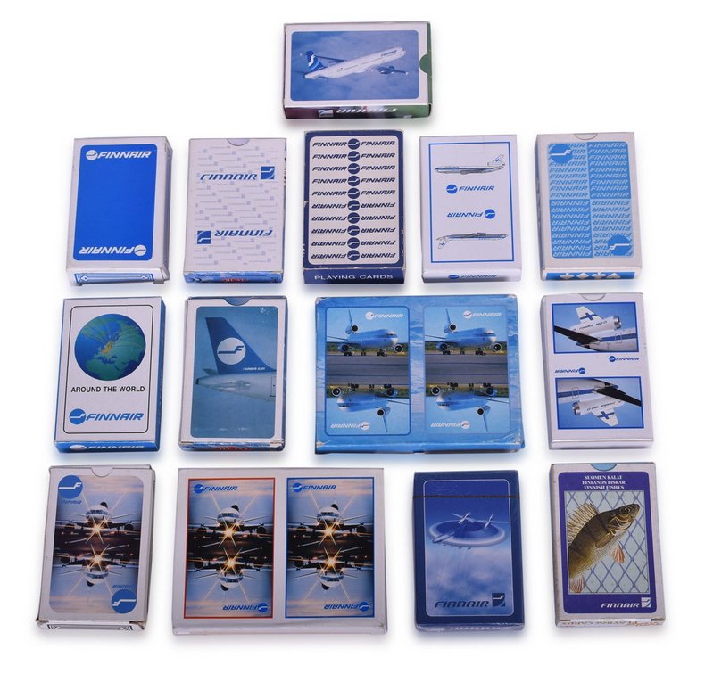 Sixteen Finnair Airline Playing Card Decks Including New Old Stock