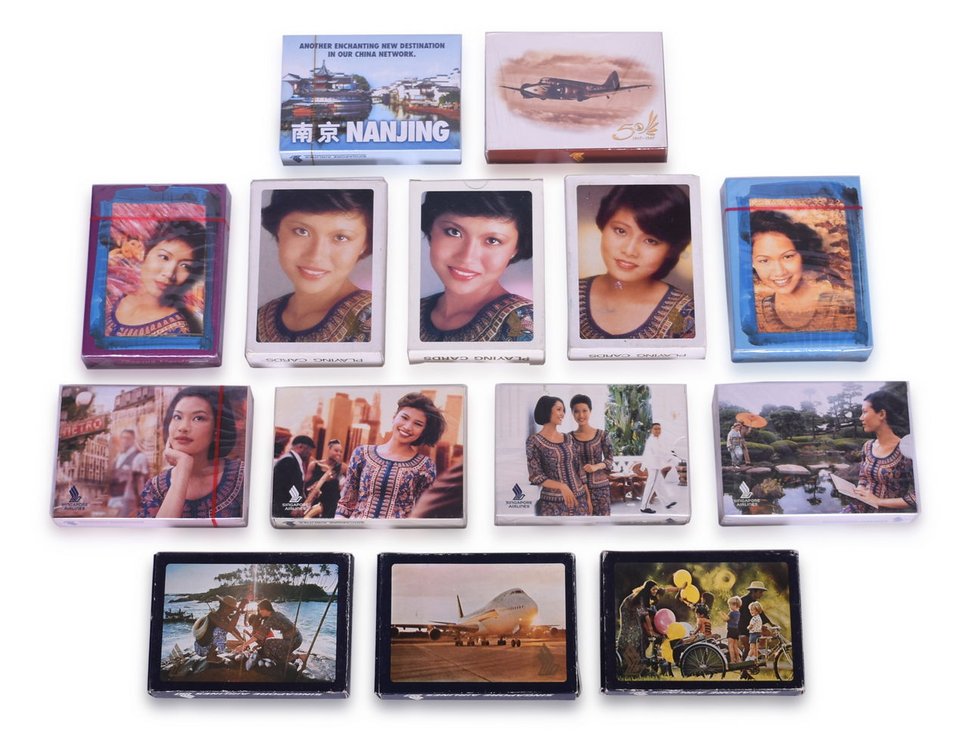 Fourteen Singapore Airlines Playing Card Decks Including New Old Stock