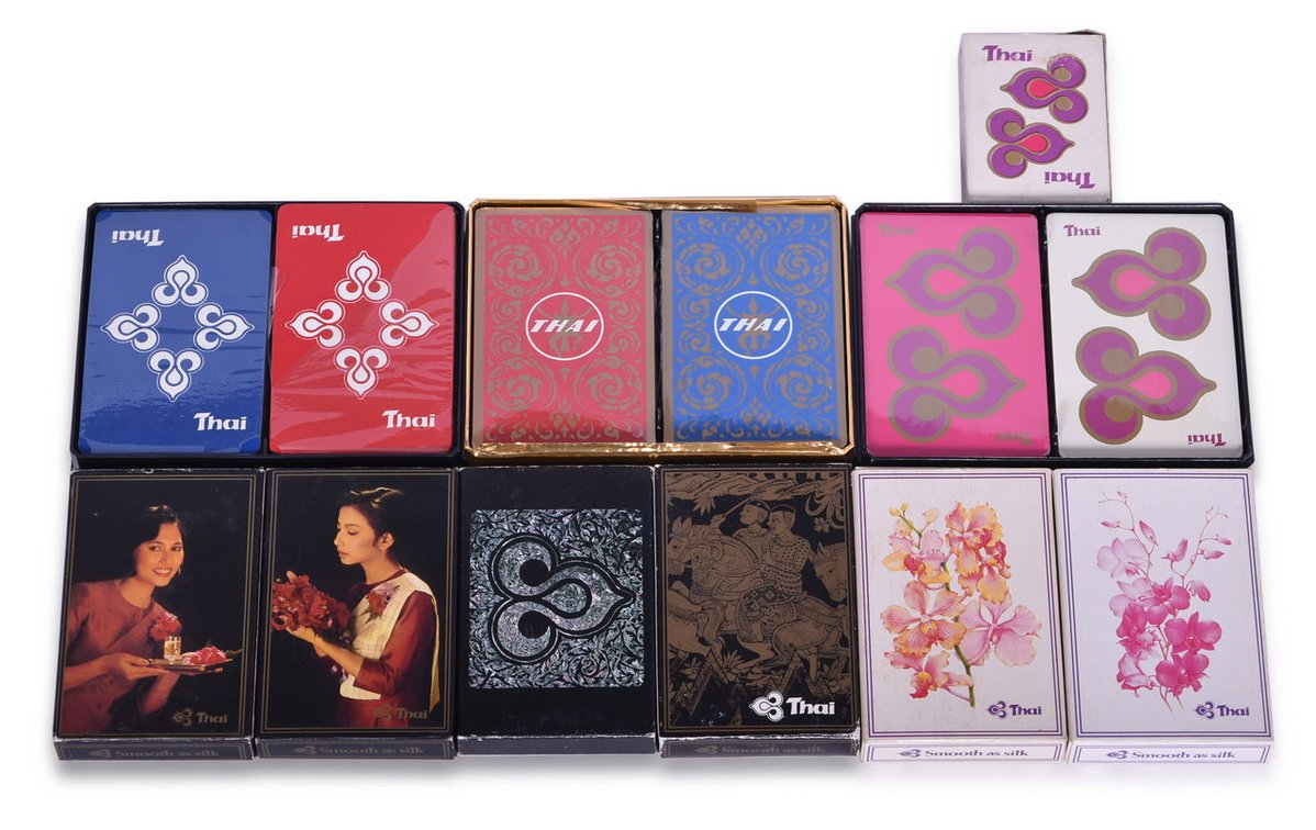 Thirteen Thai Airways Airline Playing Card Decks Including New Old Stock - Smooth As Silk