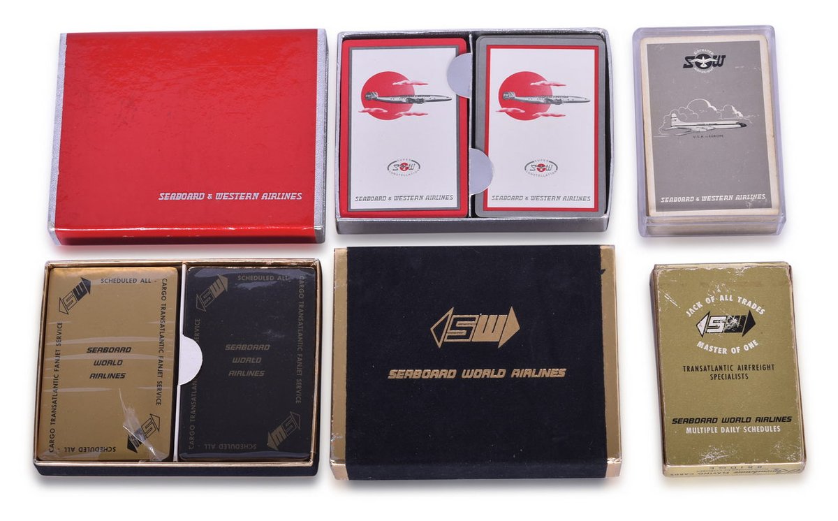 Six Seaboard & Western Airlines and Seaboard World Airlines Playing Card Decks