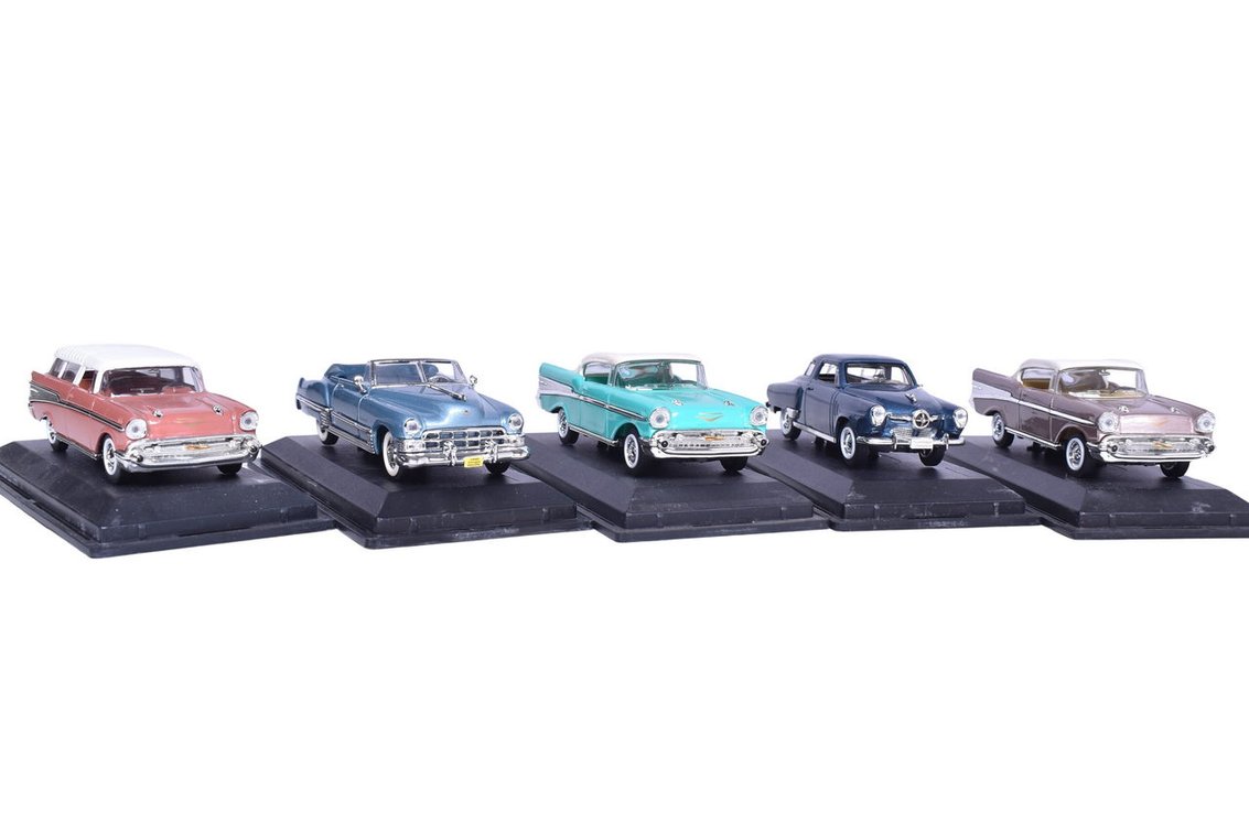 Five Road Signature 1950s Car Models - Cadillac Coupe De Ville, Chevrolet Bel Air, Studebaker