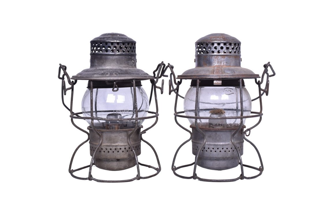 Pair of Adlake Kero Lanterns - Union Pacific and Rock Island Railroad
