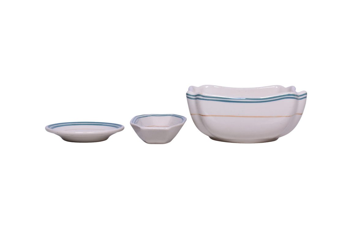 3 Pieces of Southern Railway Piedmont Dining Car China - Relish Tray, Large Bowl, Butter Pat