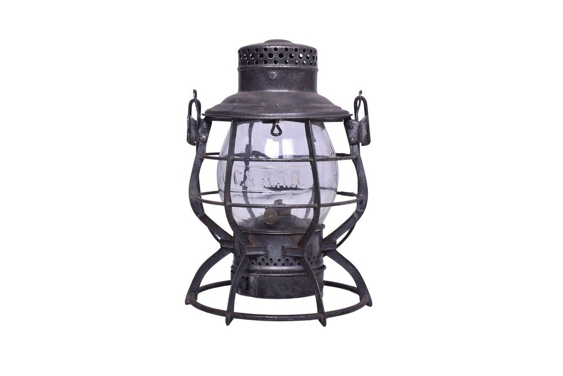 Adlake Reliable Chicago & Alton Railroad Lantern w/ Cast Globe