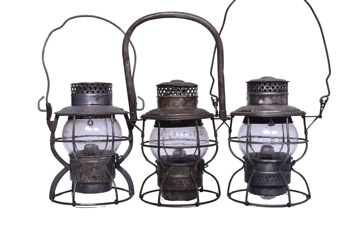 Trio of East Coast Railroad Lanterns - Lehigh Valley, Baltimore and Ohio, Maine Central