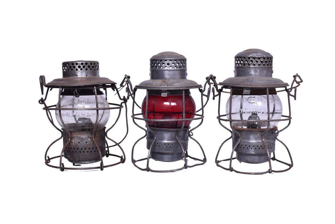 Trio of East Coast Railroad Lanterns - Pennsylvania, New York New Haven & Hartford, New York Central