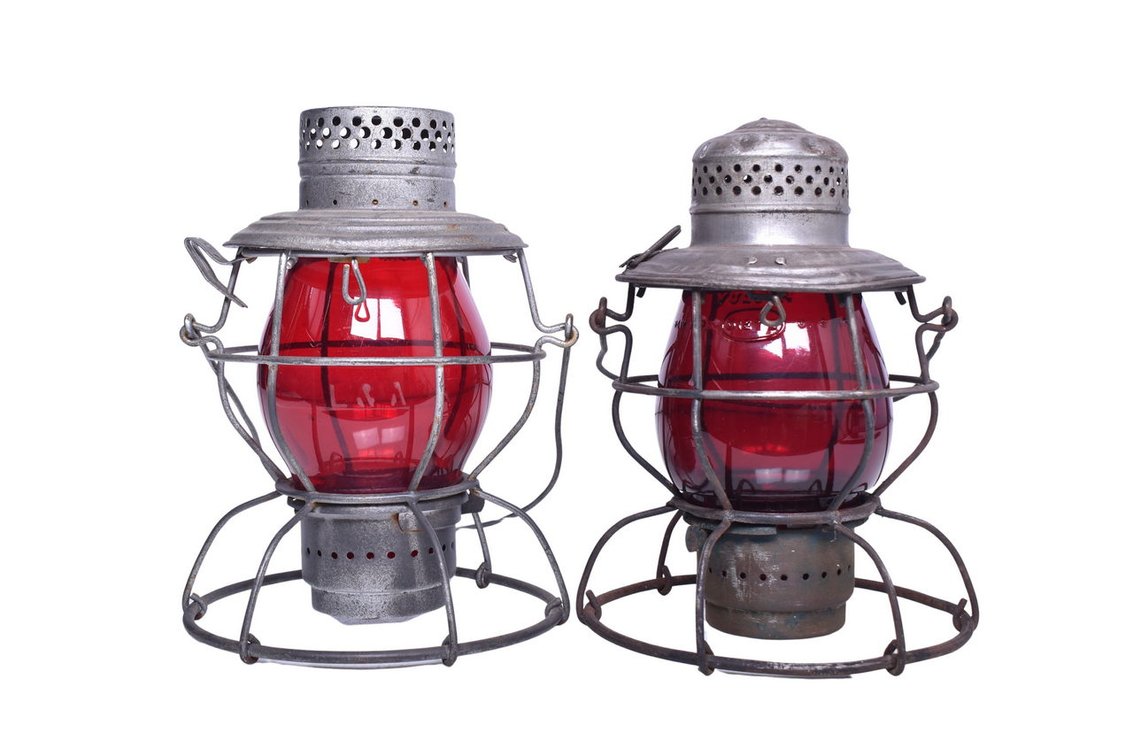 Pair of Handlan Railroad Lanterns - Texas & Pacific and Louisiana & Arkansas