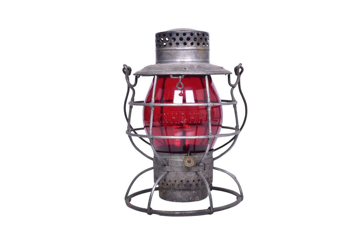 Dietz Empire New York, New Haven & Hartford Railroad Lantern w/ Red Cast Globe